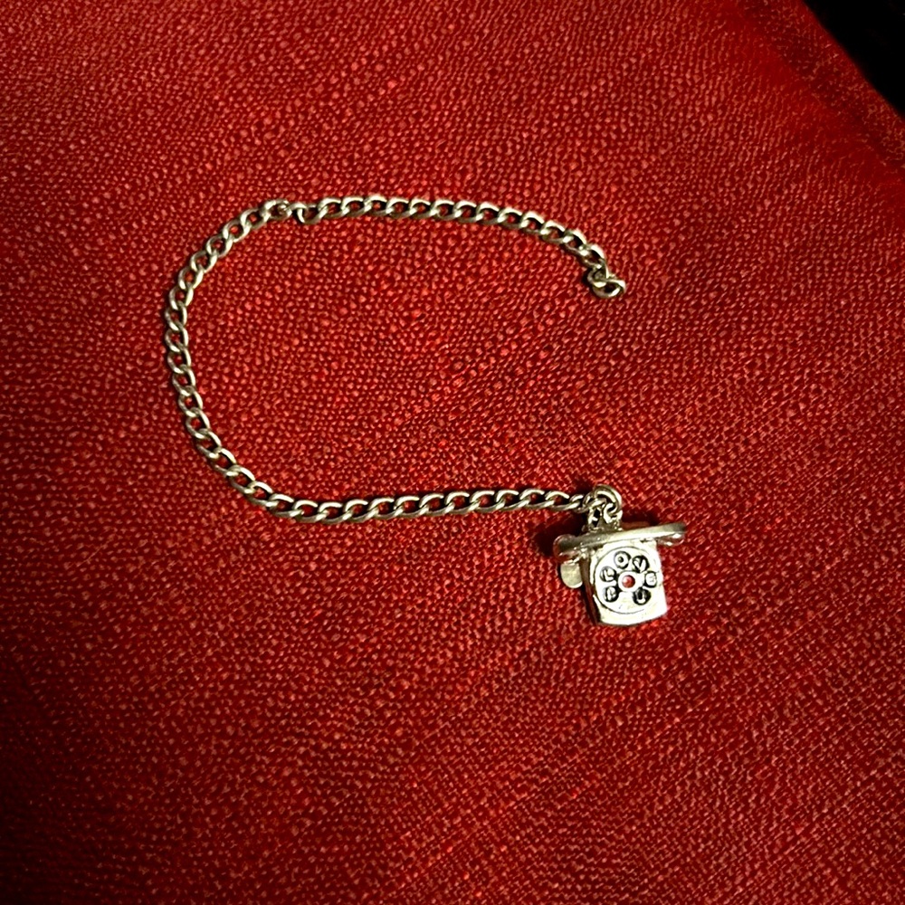 Sterling Silver bracelet, Telephone Charm